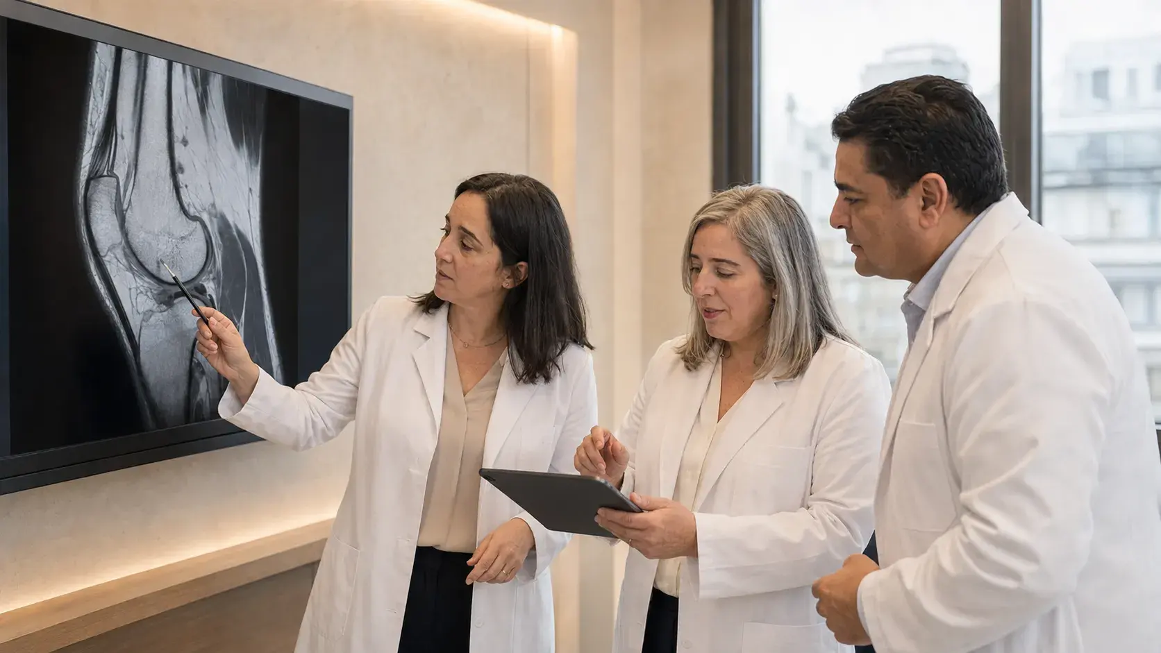 Equipo médico diseñando el abordaje de terapia celular según la condición a tratar