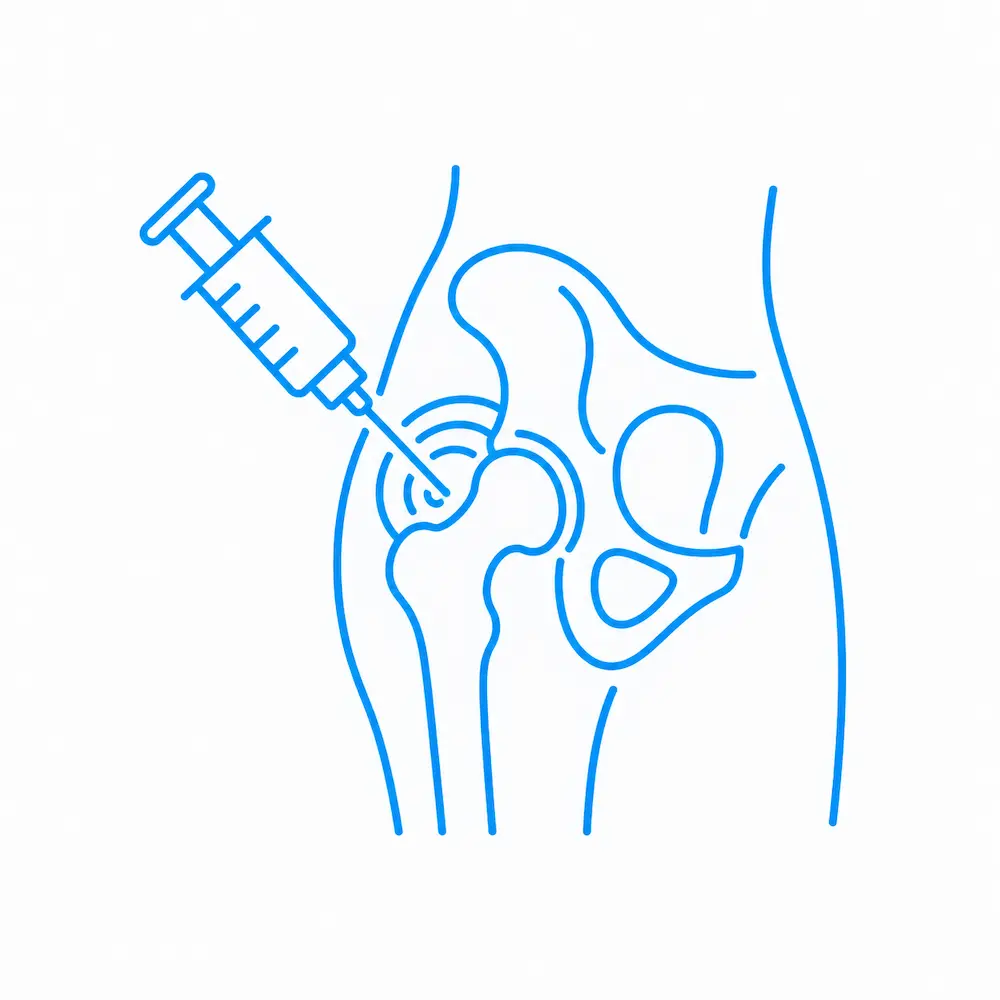 Icono de aplicación dirigida de terapia celular en la cadera