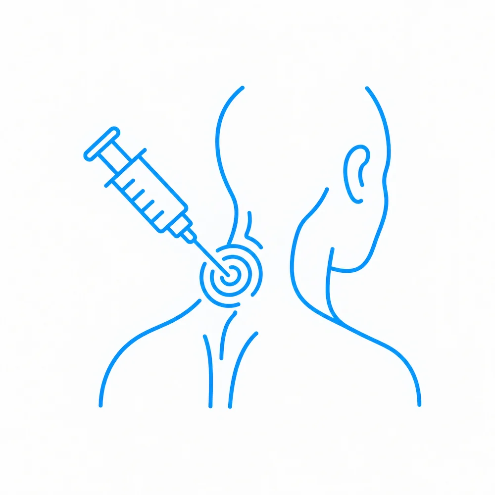 Aplicación dirigida - tratamiento celular de columna cervical Icono de aplicación dirigida de terapia celular en la columna cervical guiada por tomografía