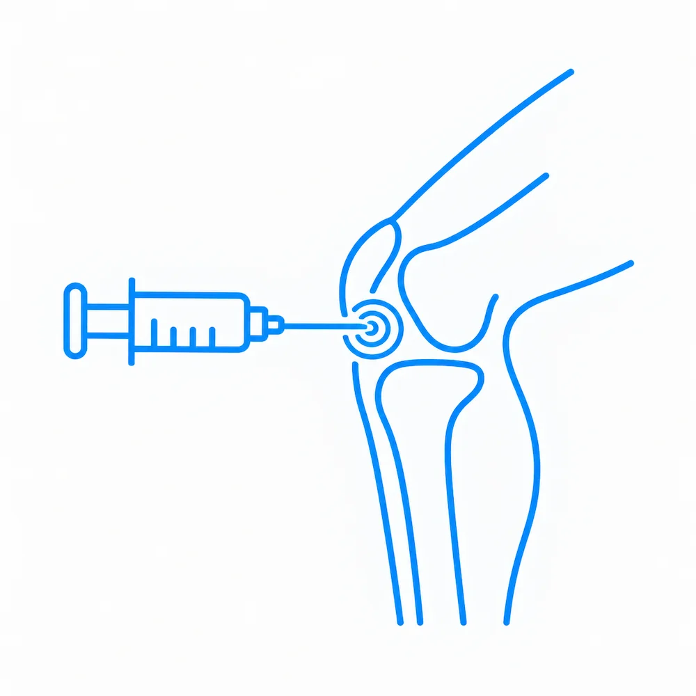 Aplicación dirigida Ícono de aplicación dirigida de la terapia celular en la rodilla