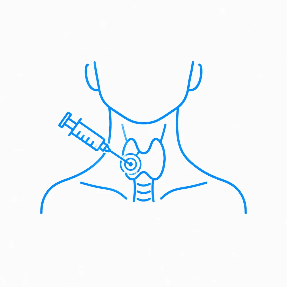 Aplicación dirigida - tratamiento celular de tiroides Icono de aplicación dirigida de terapia celular en la glándula tiroides