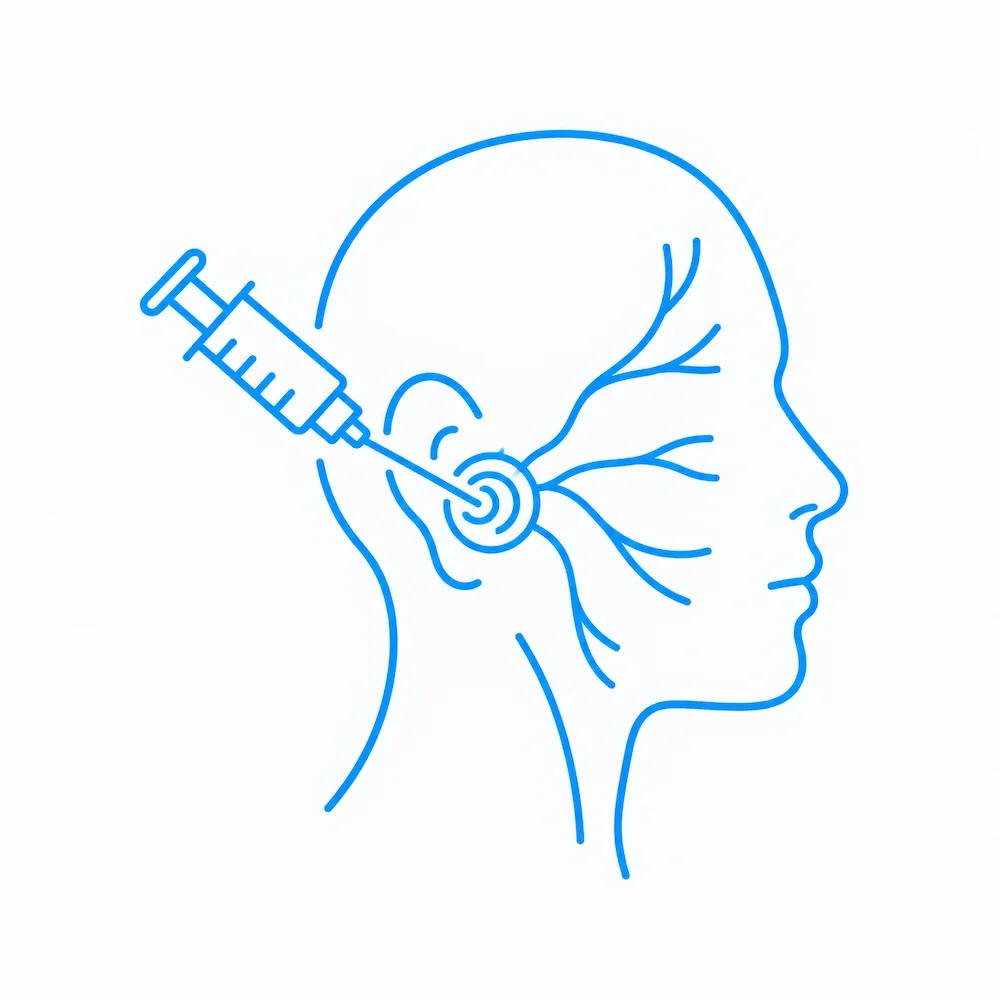 Icono de aplicación dirigida de terapia celular alrededor del nervio trigémino