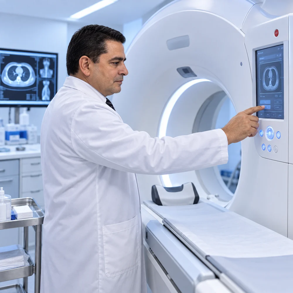 Aplicación de la terapia celular - Paso 3 del tratamiento Aplicación de terapia celular guiada por tomografía en la columna cervical
