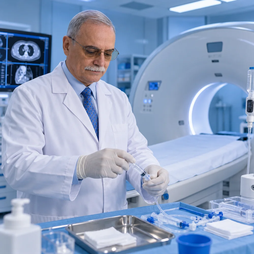 Aplicación de terapia celular guiada por tomografía en la columna lumbar
