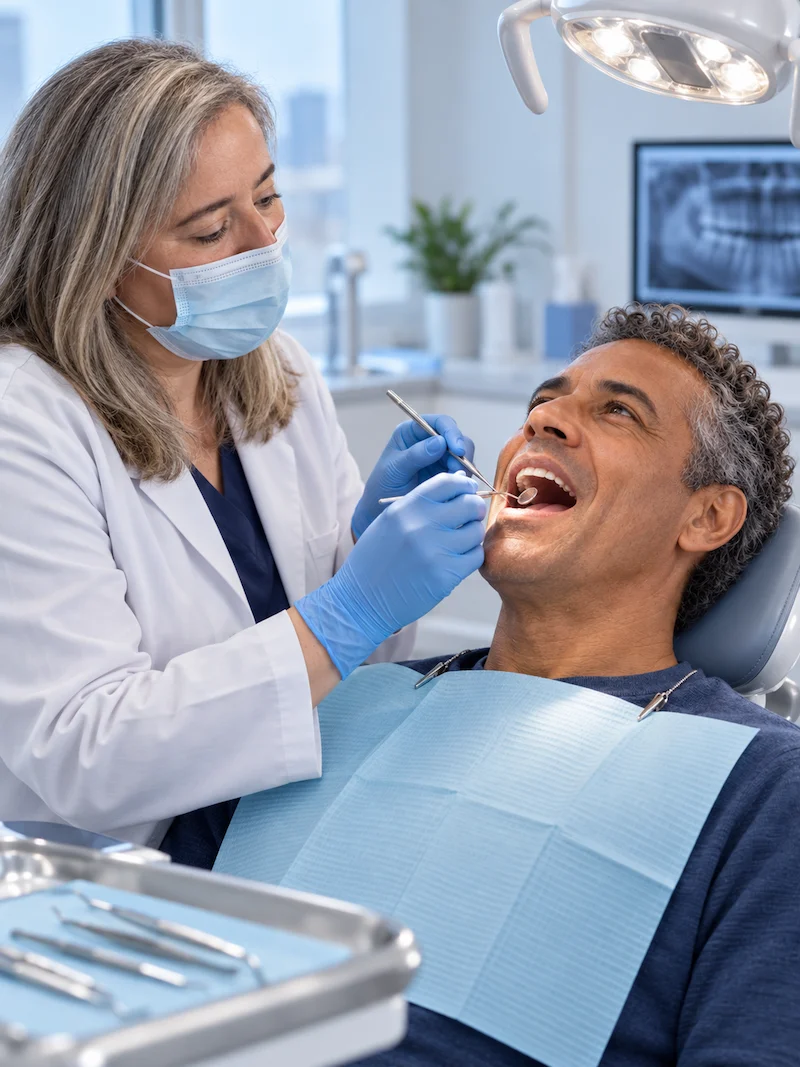 Representación de la encía, el ligamento periodontal y el hueso alveolar