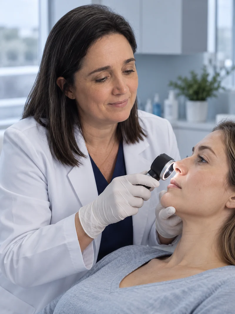 Representación de las capas de la piel: epidermis, dermis e hipodermis