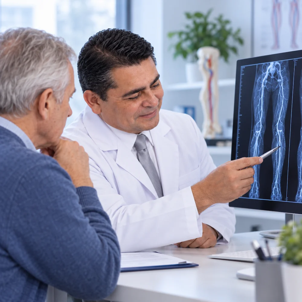 Consulta médica de evaluación vascular con ecografía Doppler