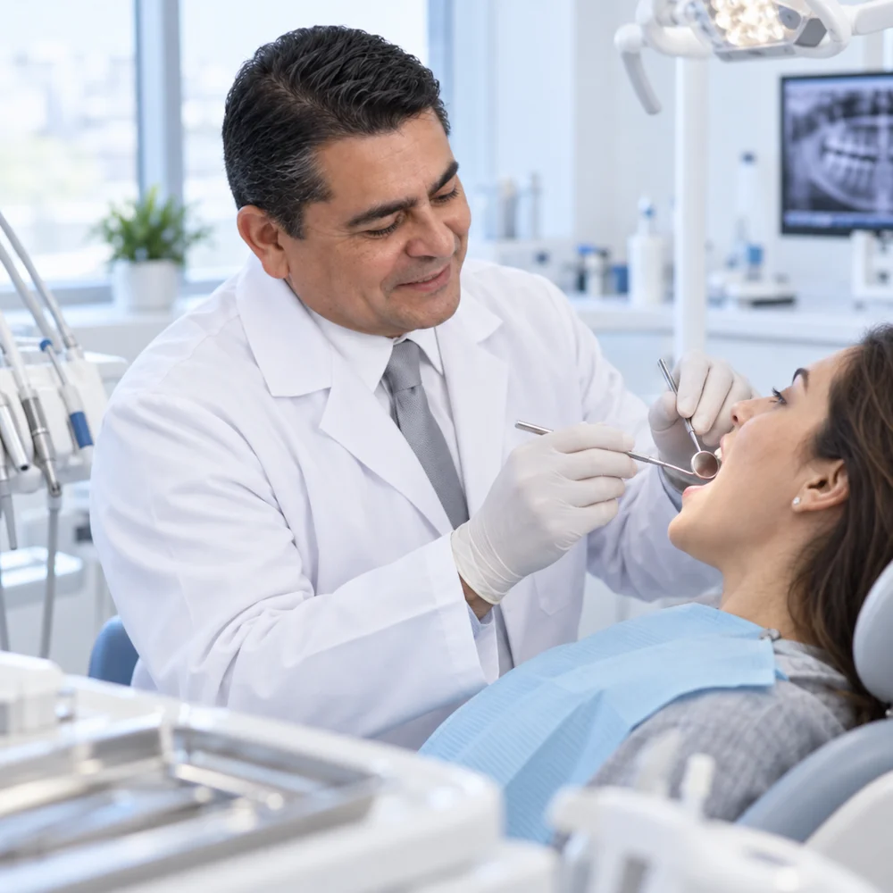 Consulta odontológica de evaluación del tejido gingival y periodontal