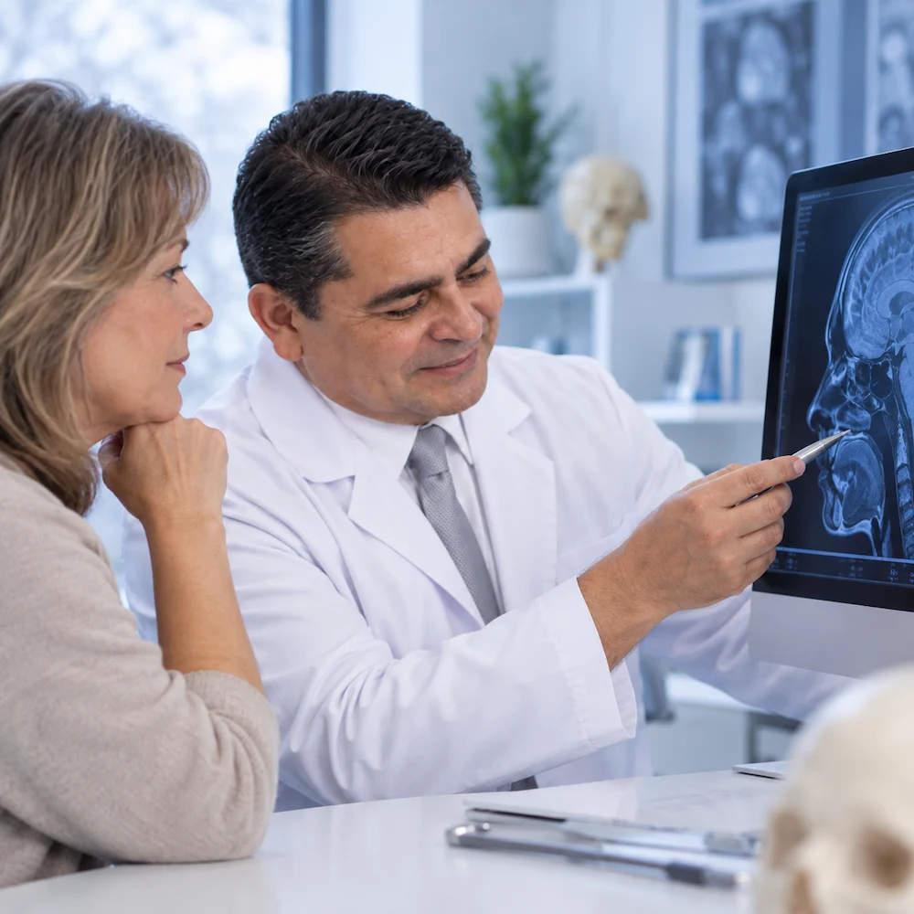 Evaluación médica del nervio trigémino - Paso 1 del tratamiento Consulta médica de evaluación neurológica del dolor facial