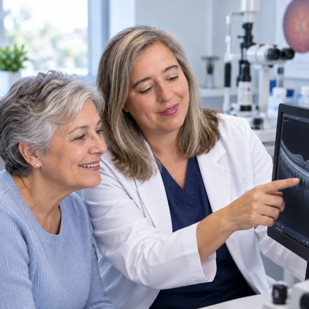 Evolución — tratamiento de retina Seguimiento y rehabilitación visual después del tratamiento celular de la retina